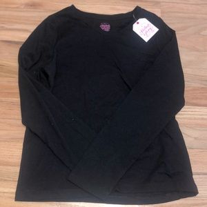 Youth Black V-neck Long Sleeve Shirt